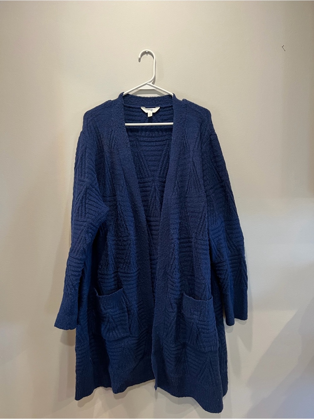 Terra & Sky Deep Navy Open-Front Textured Cardigan